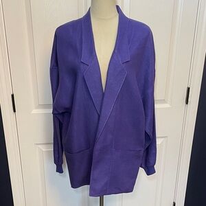 Vintage Liz Claiborne Linen Cocoon Shawl Purple Slouchy Blazer Size Medium